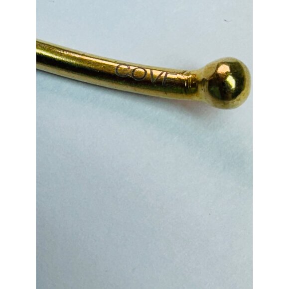 Cove Gold Over Sterling Silver 925 Open Cuff Bangle Bracelet, CZ & Glass, 6.5", - Picture 10 of 13